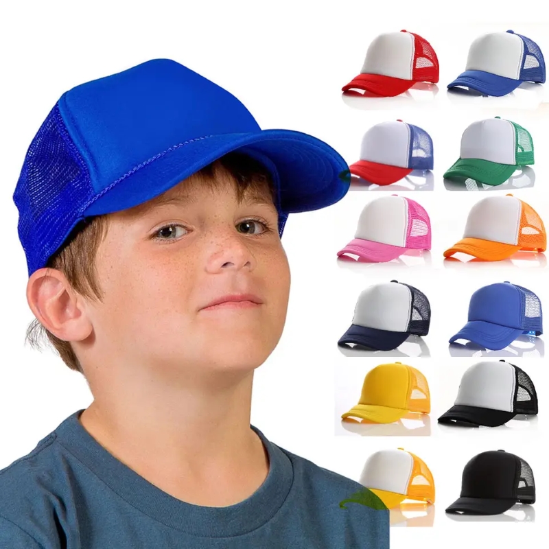 Hurtowy regulowany Snapback klasyczny Unisex Młodzież One-size Cap Kurved Bill Poly-Foam Front Trucker Hat for Kids