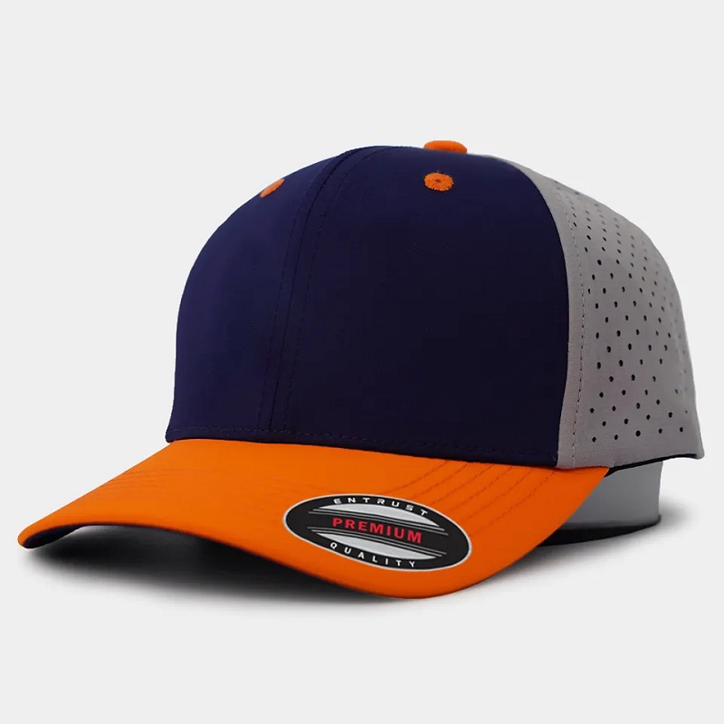 Niestandardowe wysokiej jakości 6 logo haftowena logo Perforowany tata kapelusz, wodoodporny laserowy otwór liny baseballowej czapki baseballowej